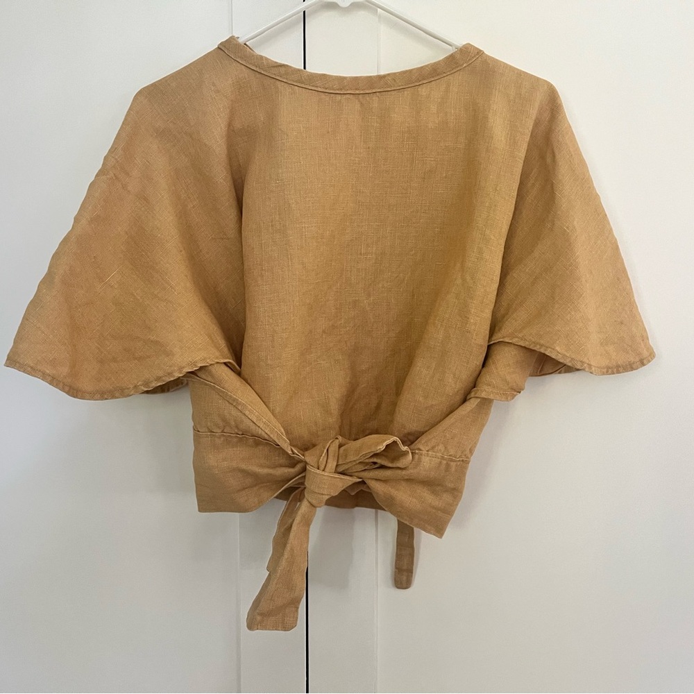 Amae Co. Linen wrap Top, S/XS
